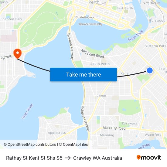 Rathay St Kent St Shs S5 to Crawley WA Australia map