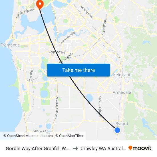 Gordin Way After Granfell Way to Crawley WA Australia map