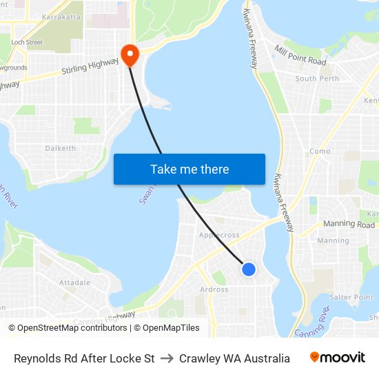 Reynolds Rd After Locke St to Crawley WA Australia map