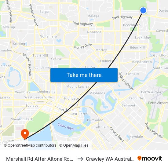 Marshall Rd After Altone Road to Crawley WA Australia map