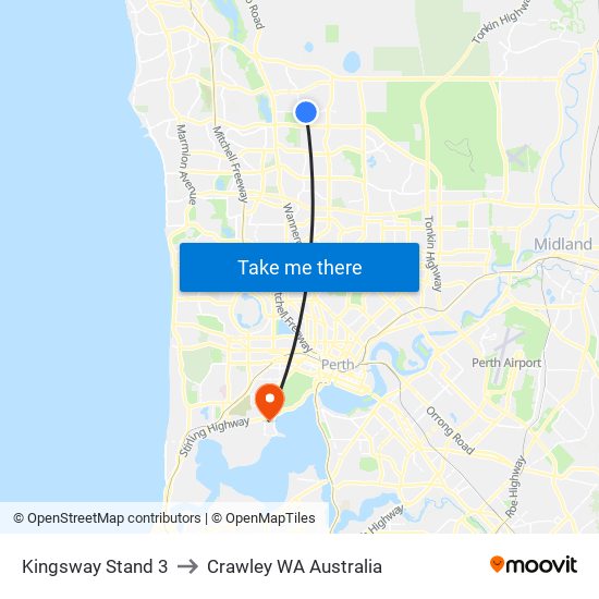Kingsway   Stand 3 to Crawley WA Australia map