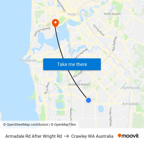 Armadale Rd After Wright Rd to Crawley WA Australia map