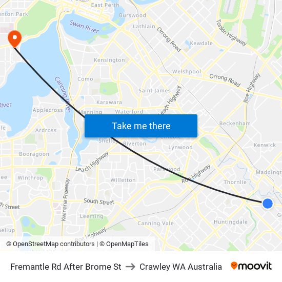 Fremantle Rd After Brome St to Crawley WA Australia map