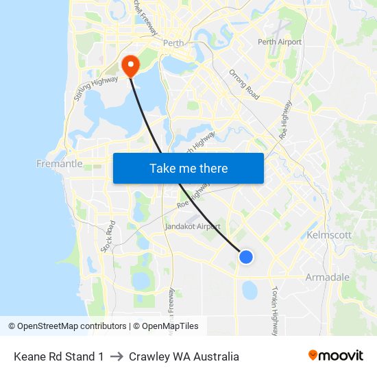 Keane Rd Stand 1 to Crawley WA Australia map