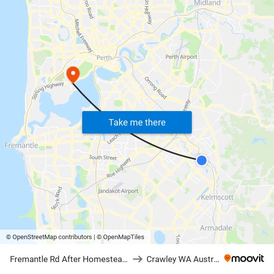 Fremantle Rd After Homestead Rd to Crawley WA Australia map