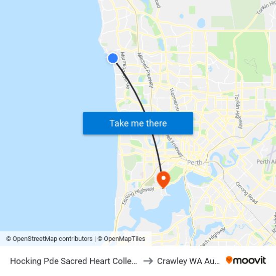 Hocking Pde Sacred Heart College Stand 3 to Crawley WA Australia map