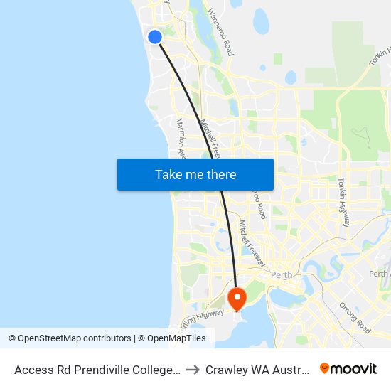 Access Rd Prendiville College S1 to Crawley WA Australia map