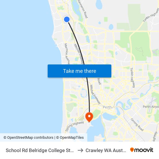 School Rd Belridge College Stand 3 to Crawley WA Australia map