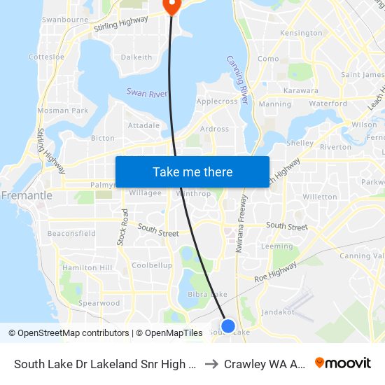 South Lake Dr Lakeland Snr High Sch - Stand 1 to Crawley WA Australia map