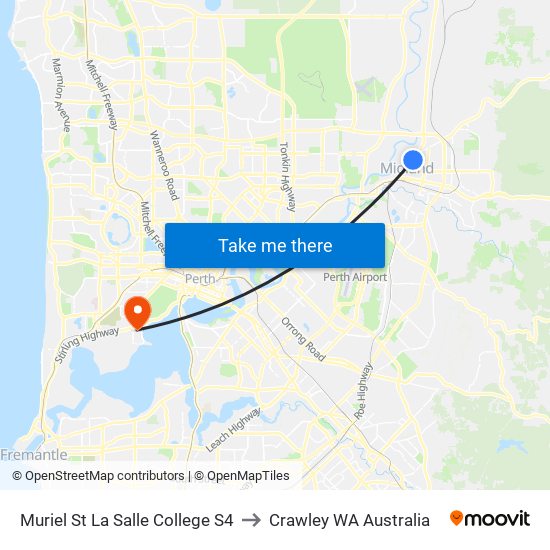 Muriel St La Salle College S4 to Crawley WA Australia map