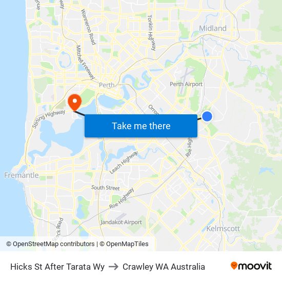 Hicks St After Tarata Wy to Crawley WA Australia map