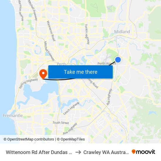 Wittenoom Rd After Dundas Rd to Crawley WA Australia map