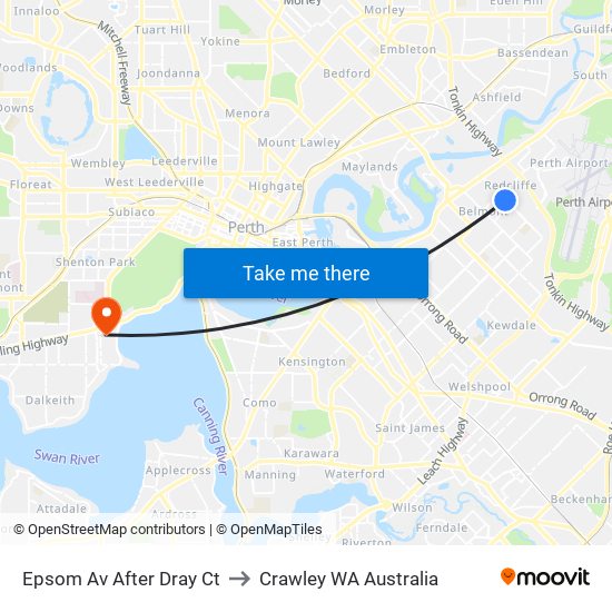 Epsom Av After Dray Ct to Crawley WA Australia map