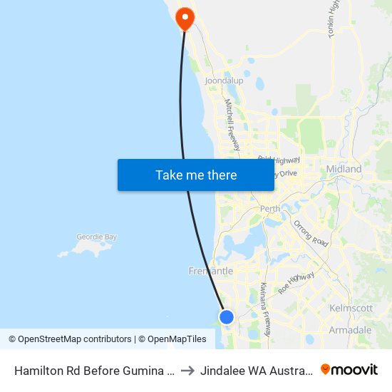 Hamilton Rd Before Gumina Pl to Jindalee WA Australia map