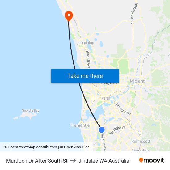 Murdoch Dr After South St to Jindalee WA Australia map