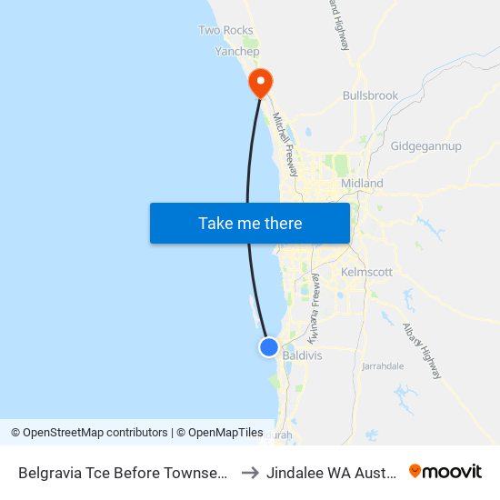 Belgravia Tce Before Townsend Rd to Jindalee WA Australia map
