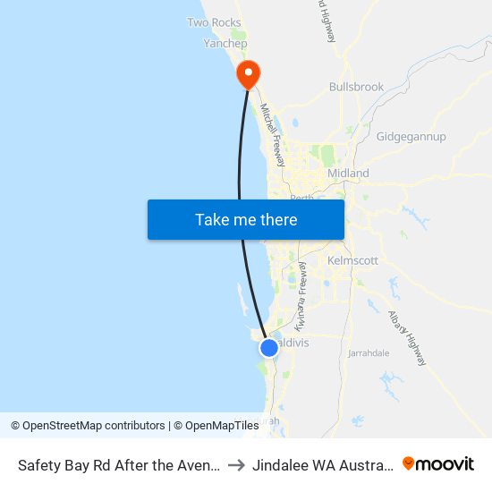 Safety Bay Rd After the Avenue to Jindalee WA Australia map