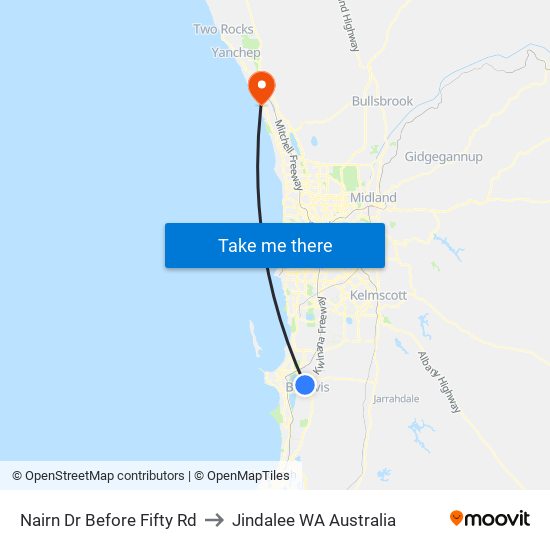 Nairn Dr Before Fifty Rd to Jindalee WA Australia map