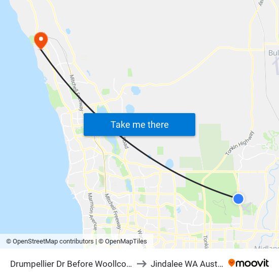 Drumpellier Dr Before Woollcott Ave to Jindalee WA Australia map