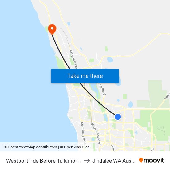 Westport Pde Before Tullamore Drive to Jindalee WA Australia map