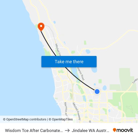 Wisdom Tce After Carbonate Rd to Jindalee WA Australia map