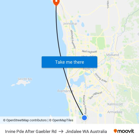 Irvine Pde After Gaebler Rd to Jindalee WA Australia map