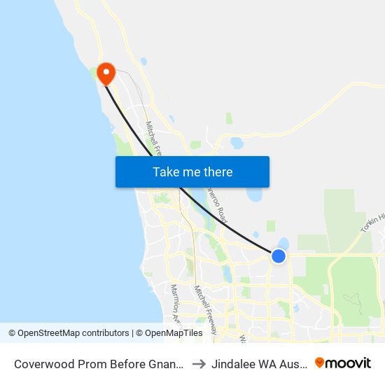 Coverwood Prom Before Gnangara Rd to Jindalee WA Australia map