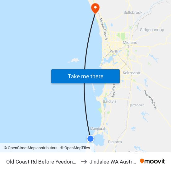 Old Coast Rd Before Yeedong Rd to Jindalee WA Australia map