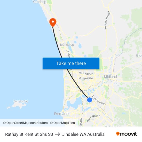 Rathay St Kent St Shs S3 to Jindalee WA Australia map