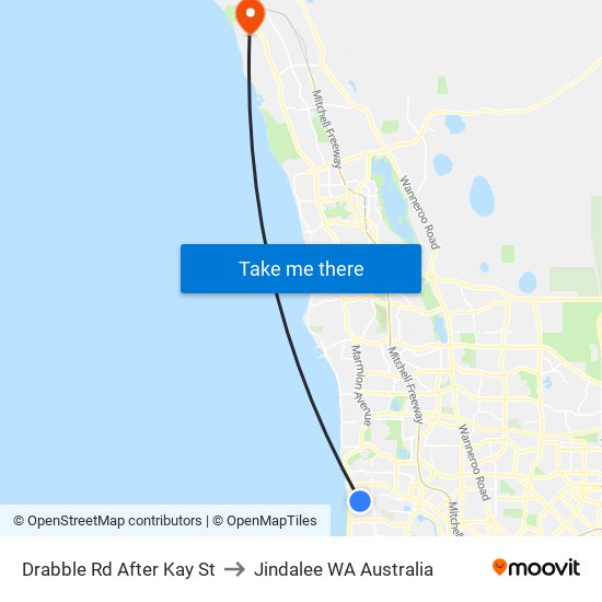 Drabble Rd After Kay St to Jindalee WA Australia map