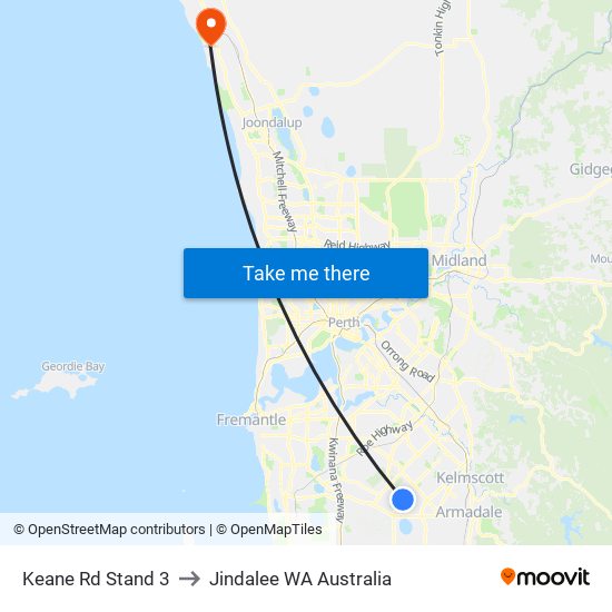 Keane Rd Stand 3 to Jindalee WA Australia map