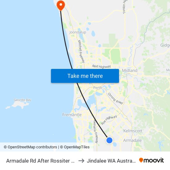 Armadale Rd After Rossiter Av to Jindalee WA Australia map