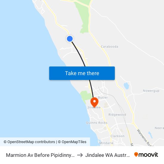 Marmion Av Before Pipidinny Rd to Jindalee WA Australia map