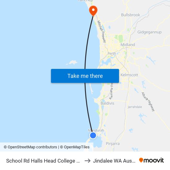 School Rd Halls Head College Stand 4 to Jindalee WA Australia map