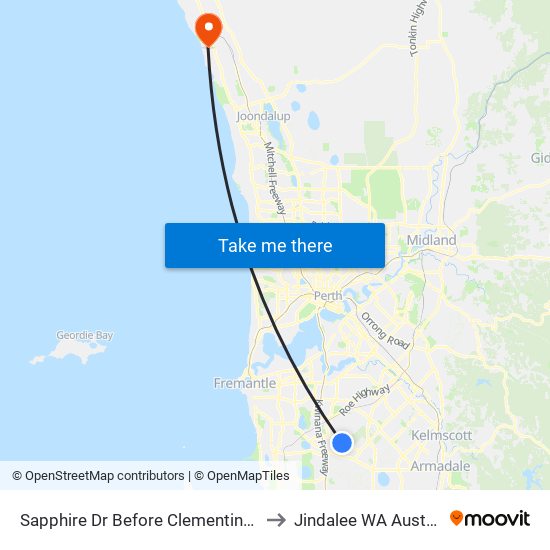 Sapphire Dr Before Clementine Bvd to Jindalee WA Australia map