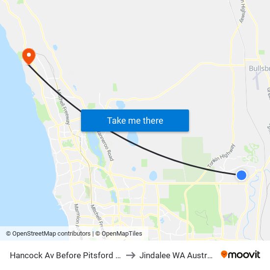 Hancock Av Before Pitsford CH to Jindalee WA Australia map