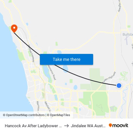 Hancock Av After Ladybower Vista to Jindalee WA Australia map