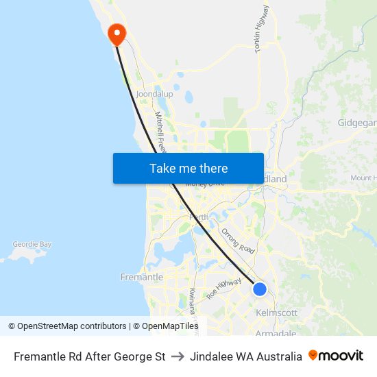 Fremantle Rd After George St to Jindalee WA Australia map