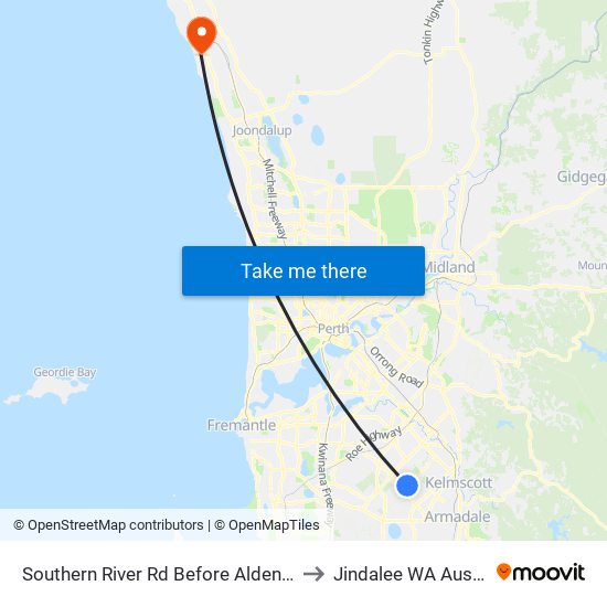 Southern River Rd Before Aldenham Dr to Jindalee WA Australia map