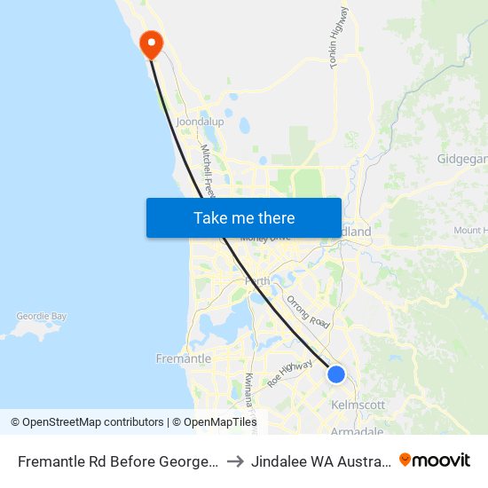 Fremantle Rd Before George St to Jindalee WA Australia map