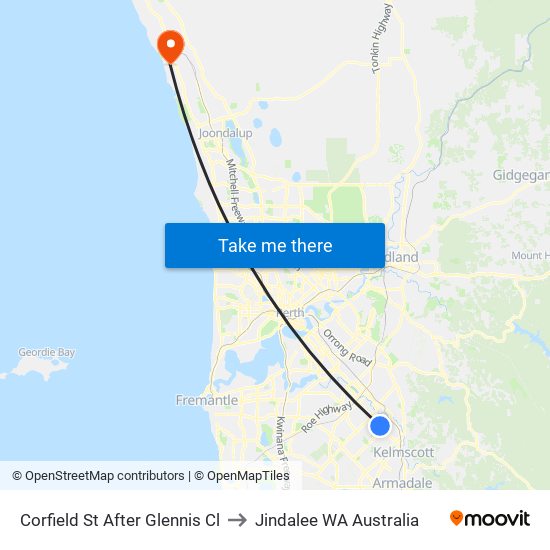 Corfield St After Glennis Cl to Jindalee WA Australia map