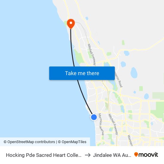 Hocking Pde Sacred Heart College Stand 3 to Jindalee WA Australia map