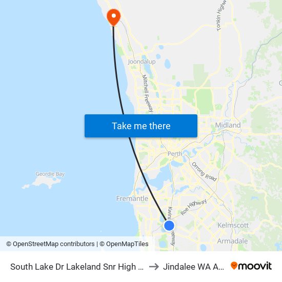 South Lake Dr Lakeland Snr High Sch - Stand 3 to Jindalee WA Australia map