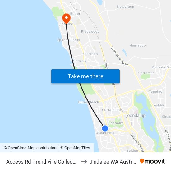 Access Rd Prendiville College S1 to Jindalee WA Australia map