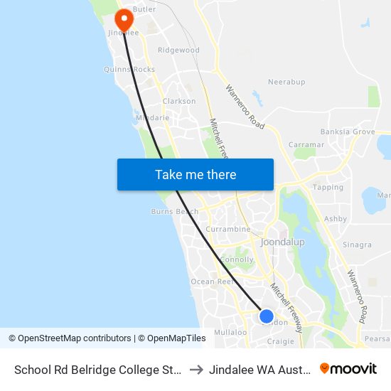 School Rd Belridge College Stand 2 to Jindalee WA Australia map