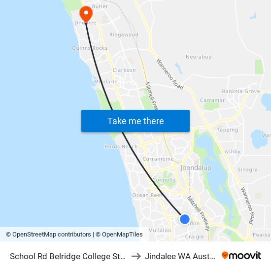 School Rd Belridge College Stand 3 to Jindalee WA Australia map