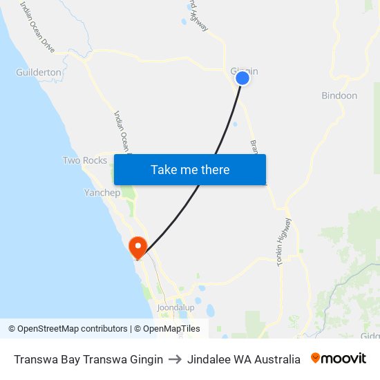 Transwa Bay Transwa Gingin to Jindalee WA Australia map