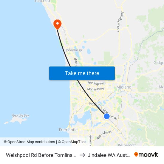 Welshpool Rd Before Tomlinson Rd to Jindalee WA Australia map