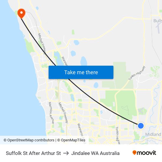 Suffolk St After Arthur St to Jindalee WA Australia map