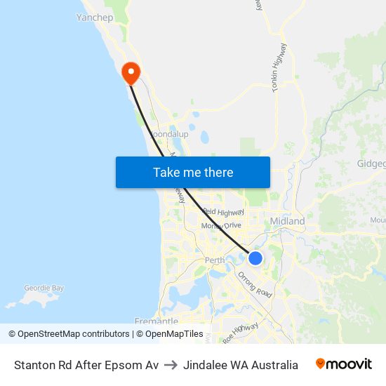 Stanton Rd After Epsom Av to Jindalee WA Australia map